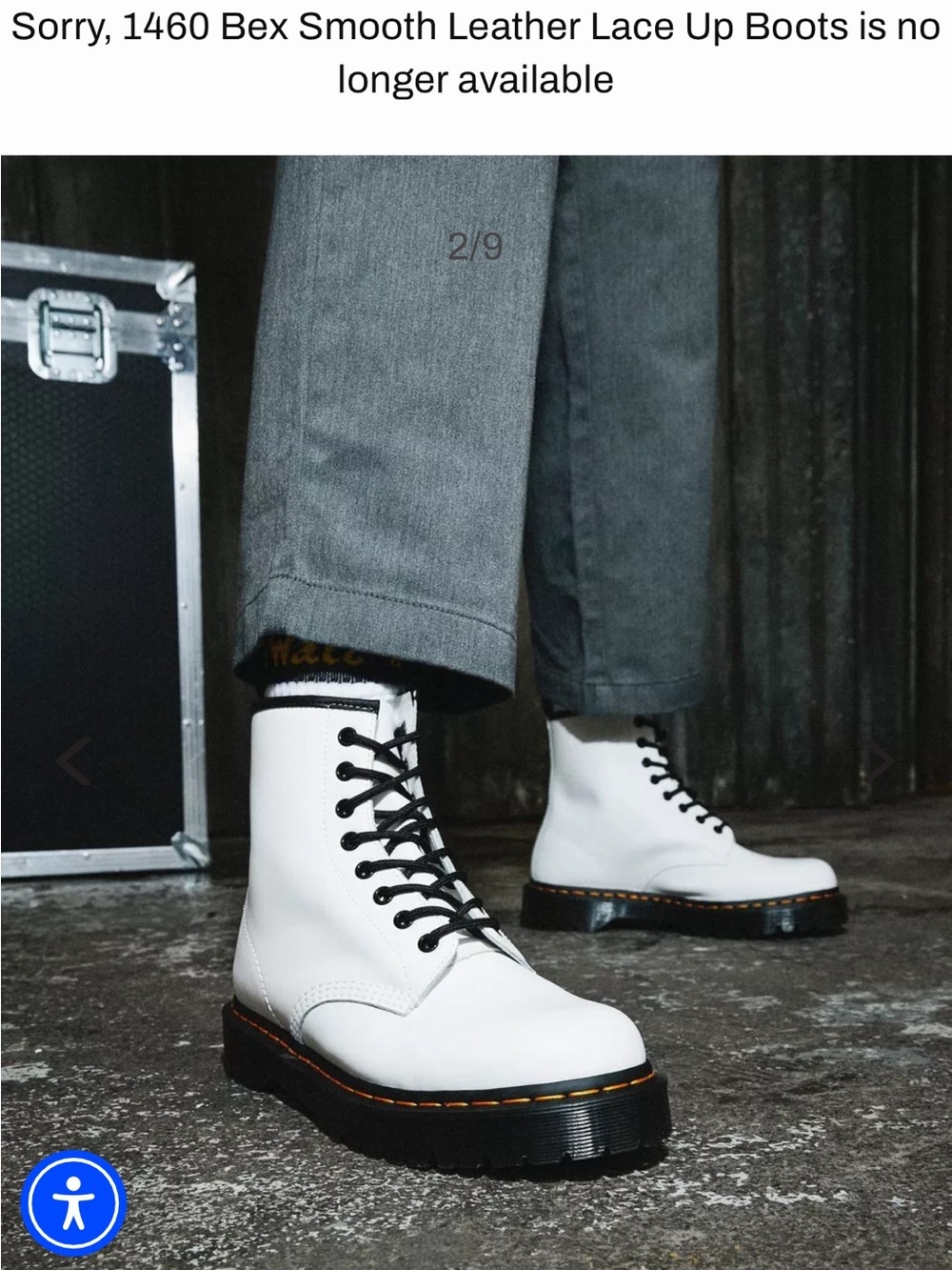 Dr. Martens 1460 White Leather Lace-Up Boots size 9 8-eyelet silhouette. - Picture 13 of 16